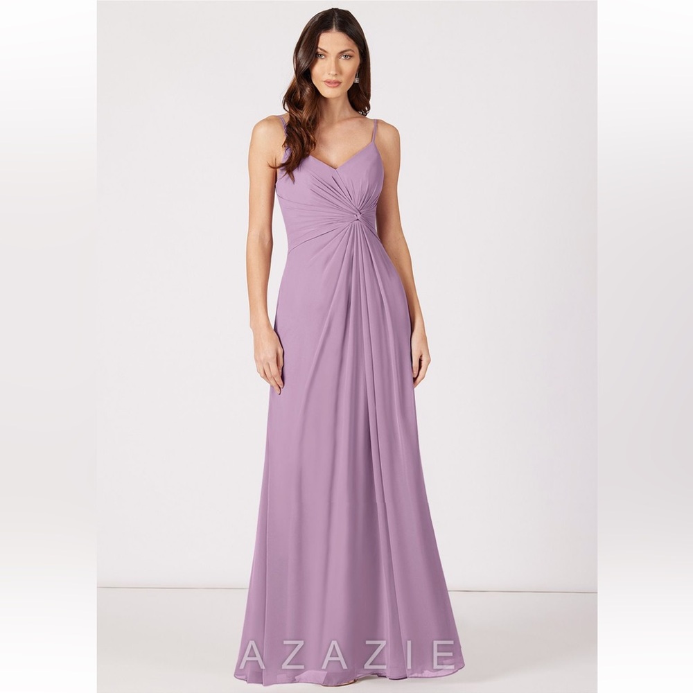 Azazie Lilac Maxi Dress with Twisted Front